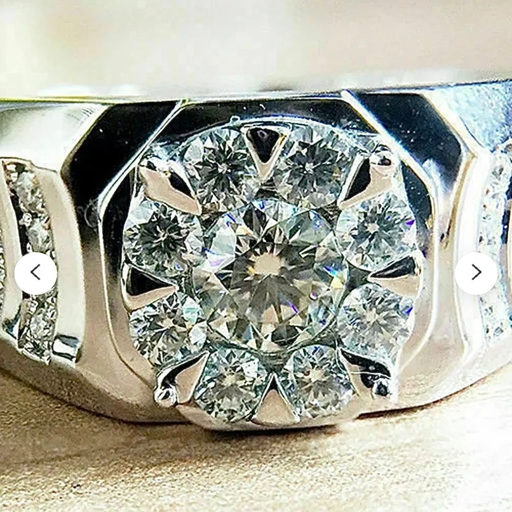 Men's Engagement Class act Ring 2.89ct Round Diamond 925S stamped hallmarked